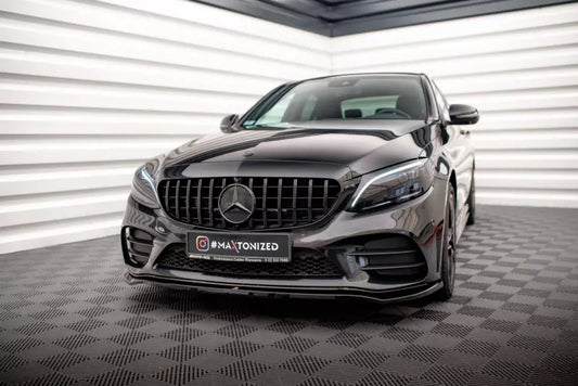 Maxton Design Frontlippe V.1 für Mercedes-Benz C AMG Line Limousine / Coupe / Kombi W205 / C205 / S205 Facelift Hochglanz schwarz – Ansicht 1