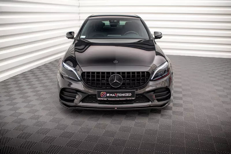 Maxton Design Frontlippe V.1 für Mercedes-Benz C AMG Line Limousine / Coupe / Kombi W205 / C205 / S205 Facelift Hochglanz schwarz – Ansicht 2