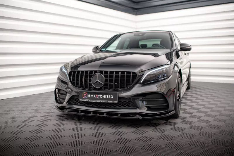 Maxton Design Frontlippe V.2 für Mercedes-Benz C AMG Line Limousine / Coupe / Kombi W205 / C205 /S205 Facelift Hochglanz schwarz – Ansicht 1