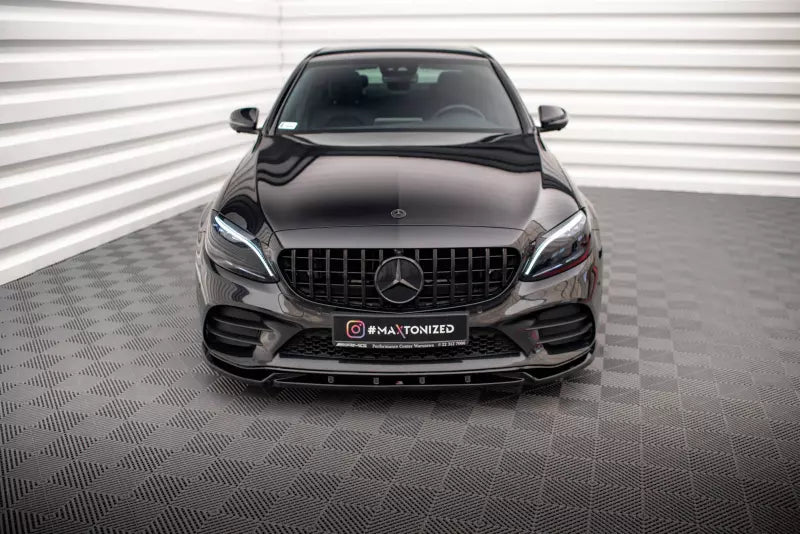 Maxton Design Frontlippe V.2 für Mercedes-Benz C AMG Line Limousine / Coupe / Kombi W205 / C205 /S205 Facelift Hochglanz schwarz – Ansicht 2