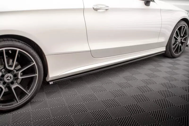 Maxton Design Seitenschweller (Paar) für Mercedes-Benz C Klasse C205 Coupe AMG-Line Facelift Hochglanz schwarz – Ansicht 1
