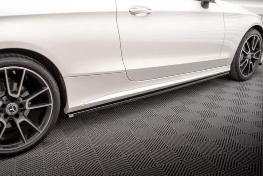 Maxton Design Seitenschweller (Paar) für Mercedes-Benz C Klasse C205 Coupe AMG-Line Facelift Hochglanz schwarz – Ansicht 1