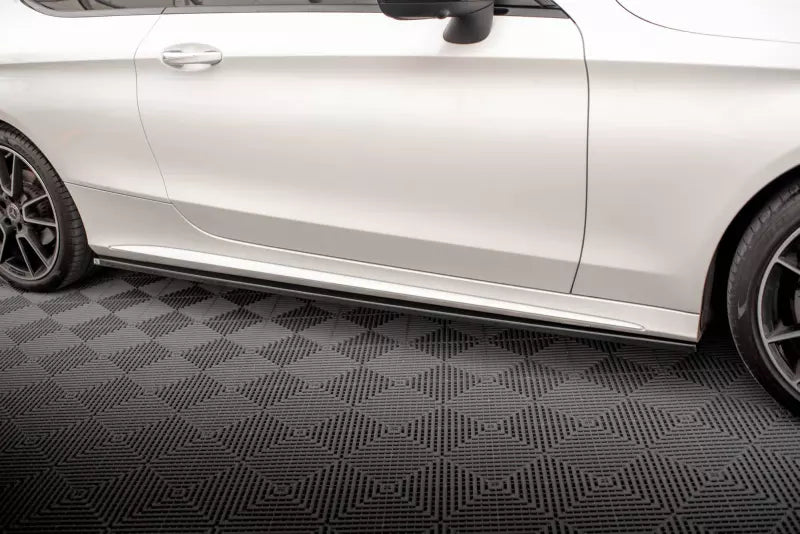 Maxton Design Seitenschweller (Paar) für Mercedes-Benz C Klasse C205 Coupe AMG-Line Facelift Hochglanz schwarz – Ansicht 2