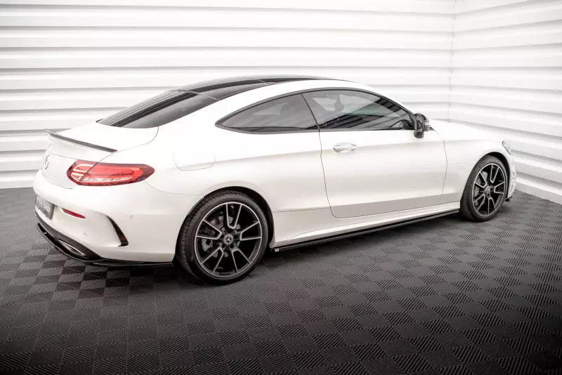 Maxton Design Seitenschweller (Paar) für Mercedes-Benz C Klasse C205 Coupe AMG-Line Facelift Hochglanz schwarz – Ansicht 3
