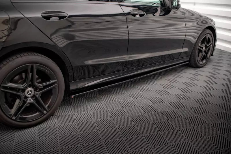 Maxton Design Seitenschweller (Paar) für Mercedes-Benz C43 / C AMG-Line Limousine / Kombi W205 / S205 Facelift Hochglanz schwarz – Ansicht 1