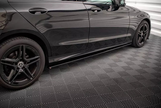 Maxton Design Seitenschweller (Paar) für Mercedes-Benz C43 / C AMG-Line Limousine / Kombi W205 / S205 Facelift Hochglanz schwarz – Ansicht 1