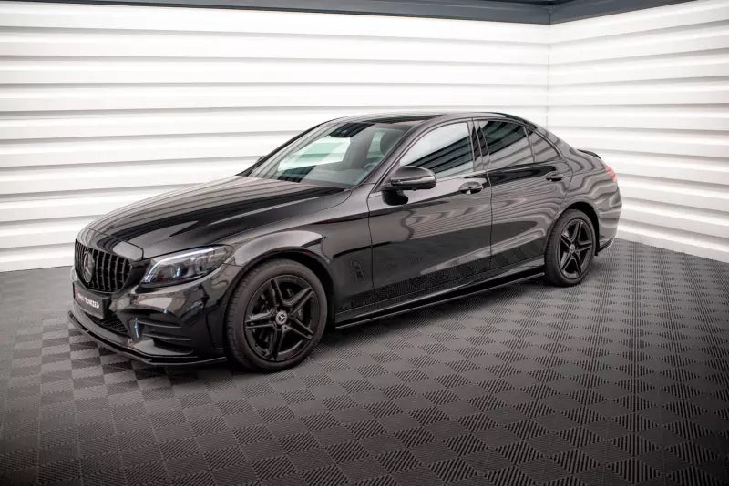 Maxton Design Seitenschweller (Paar) für Mercedes-Benz C43 / C AMG-Line Limousine / Kombi W205 / S205 Facelift Hochglanz schwarz – Ansicht 3