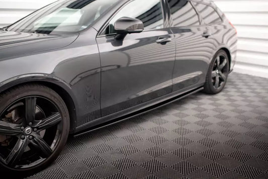 Maxton Design Seitenschweller (Paar) für Volvo V90 R-Design Mk2 Hochglanz schwarz – Ansicht 1