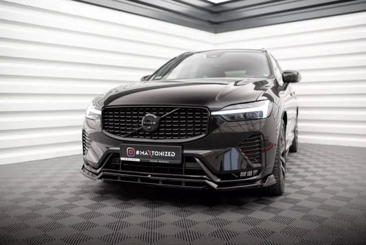 Maxton Design Frontlippe für Volvo XC60 R-Design Mk2 Facelift 2021-Hochglanz schwarz – Ansicht 1