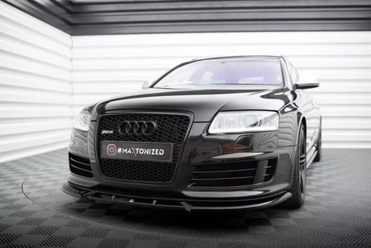 Maxton Design Frontlippe V.2 für Audi RS6 Avant C6 Hochglanz schwarz – Ansicht 1