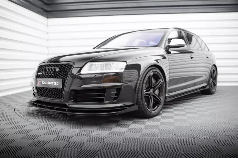 Maxton Design Street Pro Frontlippen Flaps für Audi RS6 Avant C6 Hochglanz schwarz – Ansicht 3