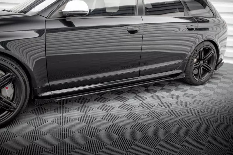 Maxton Design Street Pro Seitenschweller-Flaps für Audi RS6 Avant C6 Hochglanz schwarz – Ansicht 2