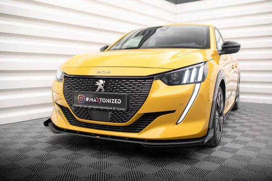 Maxton Design Street Pro Frontlippe für Peugeot 208 GT Mk2 schwarz mit Hochglanz Flaps – Ansicht 1