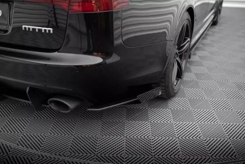 Maxton Design Street Pro Diffusor Flaps für Audi RS6 Avant C6 matt schwarz mit Hochglanz Flaps – Ansicht 1
