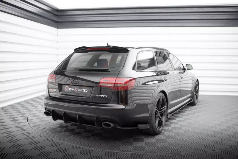 Maxton Design Street Pro Diffusor Flaps für Audi RS6 Avant C6 matt schwarz mit Hochglanz Flaps – Ansicht 2
