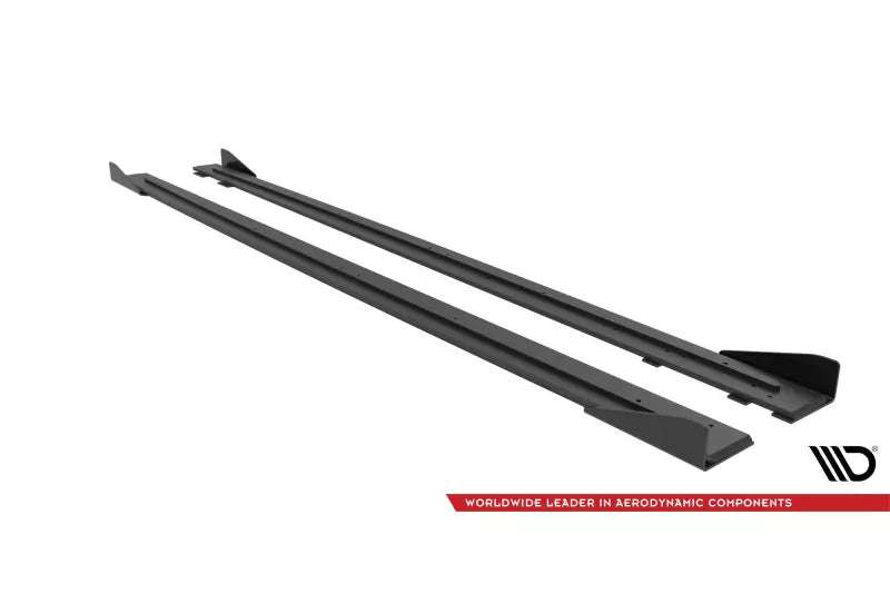 Maxton Design Street Pro Seitenschweller (Paar) für Audi RS6 Avant C6 schwarz mit Hochglanz Flaps – Ansicht 4
