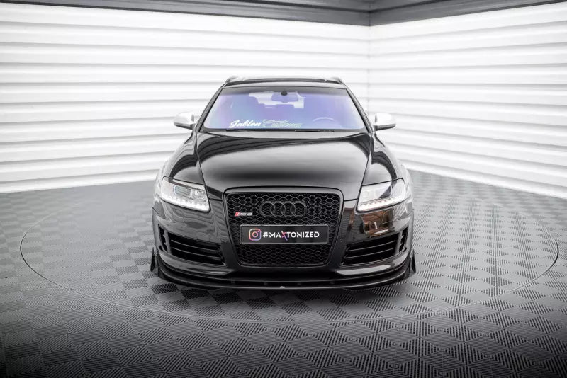 Maxton Design Street Pro Frontlippe für Audi RS6 Avant C6 schwarz mit Hochglanz Flaps – Ansicht 1