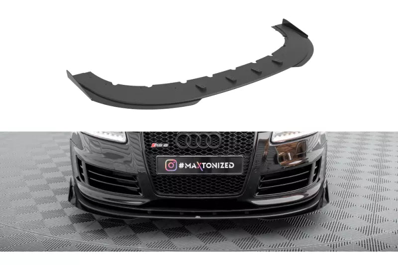 Maxton Design Street Pro Frontlippe für Audi RS6 Avant C6 schwarz mit Hochglanz Flaps – Ansicht 2