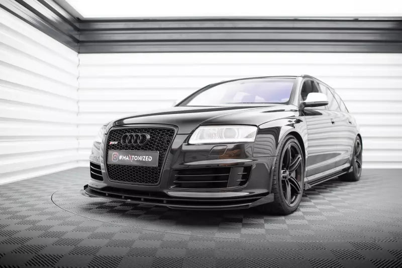 Maxton Design Street Pro Frontlippe für Audi RS6 Avant C6 schwarz mit Hochglanz Flaps – Ansicht 3