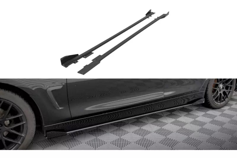 Maxton Design Street Pro Seitenschweller (Paar) mit Flaps für BMW 4er Gran Coupe F36 Schwarz Rot – Ansicht 2