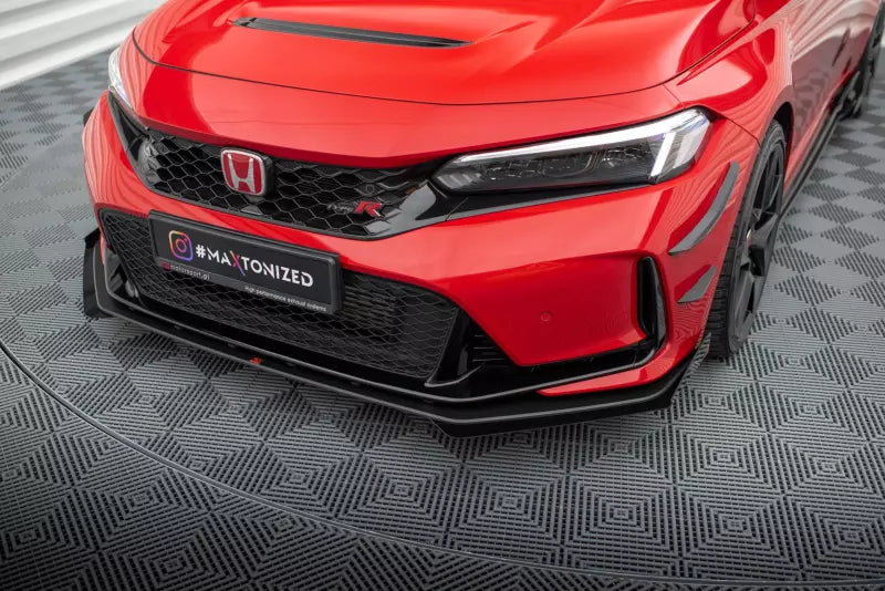 Maxton Design Street Pro Frontlippe für Honda Civic Type-R Mk 11 schwarz matt mit Hochglanz Flaps – Ansicht 1