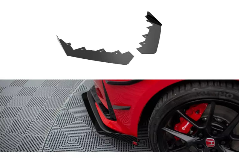 Maxton Design Street Pro Frontlippen Flaps für Honda Civic Type-R Mk 11 Hochglanz schwarz – Ansicht 1