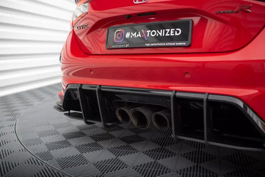 Maxton Design Street Pro Heckdiffusor für Honda Civic Type-R Mk 11 schwarz matt mit Hochglanz Flaps – Ansicht 1