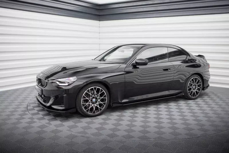 Maxton Design Street Pro Seitenschweller (Paar) für BMW 2 Coupe G42 Hochglanz schwarz matt schwarz mit Hochglanz Flaps – Ansicht 2
