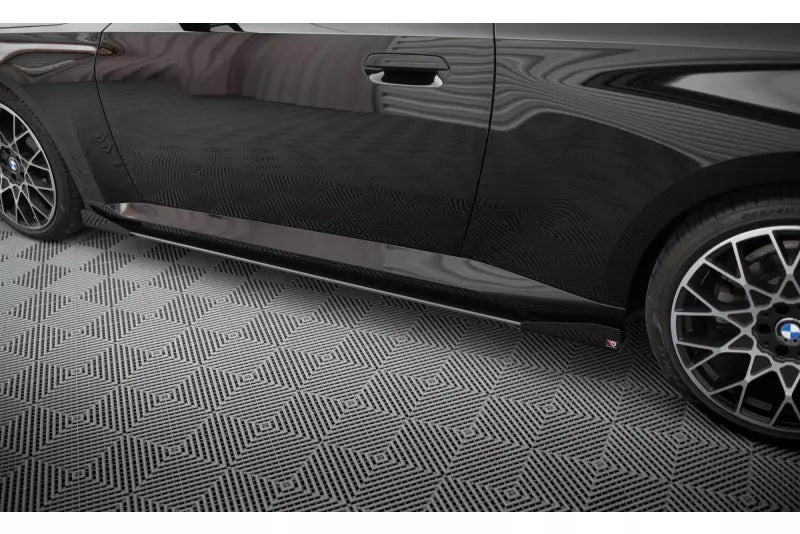Maxton Design Street Pro Seitenschweller (Paar) für BMW 2 Coupe G42 Hochglanz schwarz matt schwarz mit Hochglanz Flaps – Ansicht 3