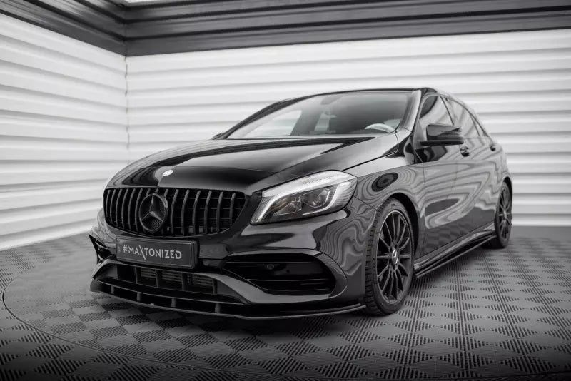 Maxton Design Street Pro Frontlippe für Mercedes A AMG-Line W176 Facelift schwarz matt – Ansicht 1