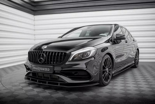 Maxton Design Street Pro Frontlippe für Mercedes A AMG-Line W176 Facelift schwarz matt – Ansicht 1