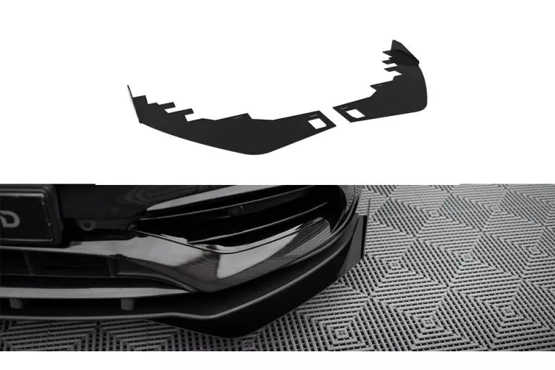 Maxton Design Street Pro Frontlippen Flaps für Mercedes A AMG-Line W176 Facelift Hochglanz schwarz – Ansicht 1