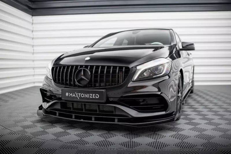 Maxton Design Street Pro Frontlippen Flaps für Mercedes A AMG-Line W176 Facelift Hochglanz schwarz – Ansicht 2