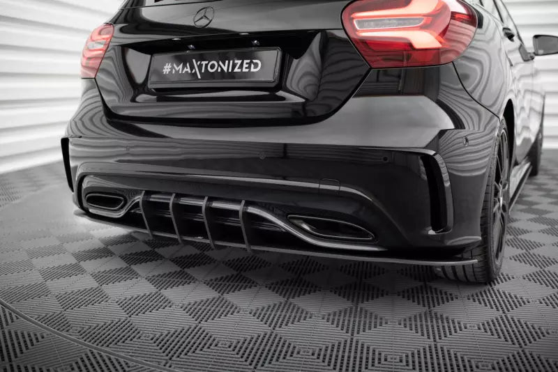 Maxton Design Street Pro Heckdiffusor für Mercedes A AMG-Line W176 Facelift Schwarz – Ansicht 1
