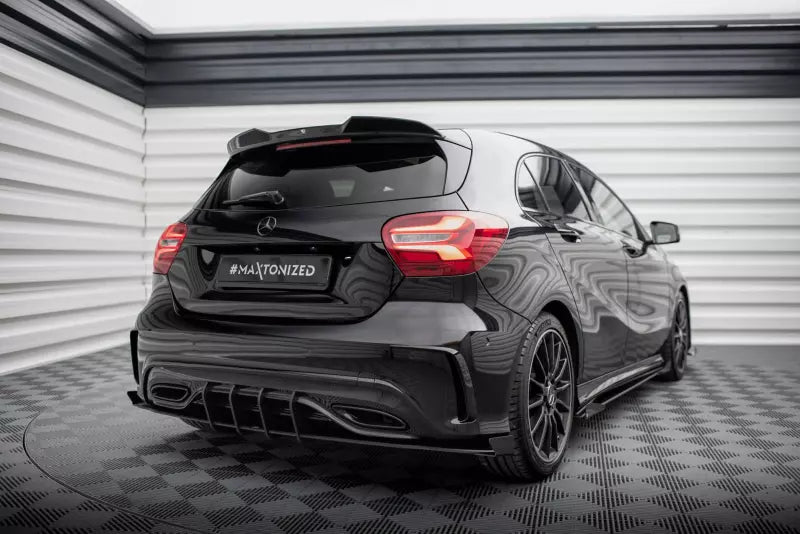 Maxton Design Street Pro Heckdiffusor für Mercedes A AMG-Line W176 Facelift Hochglanz schwarz schwarz mit Hochglanz Flaps – Ansicht 3