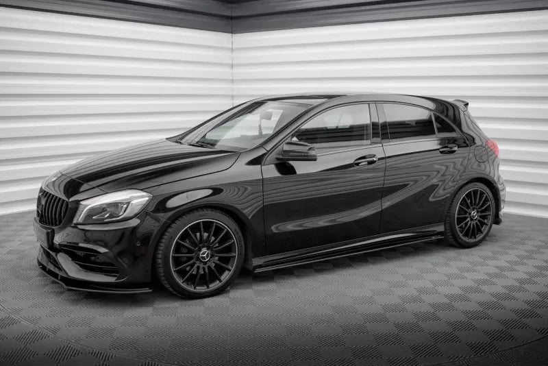 Maxton Design Street Pro Seitenschweller (Paar) für Mercedes A AMG-Line W176 Facelift schwarz matt – Ansicht 2