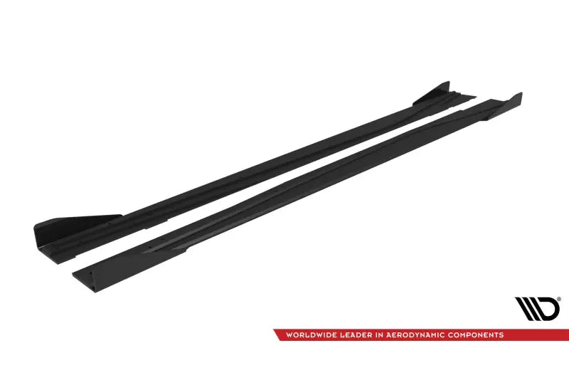 Maxton Design Street Pro Seitenschweller (Paar) für Mercedes A AMG-Line W176 Facelift Hochglanz schwarz matt schwarz mit Hochglanz Flaps – Ansicht 4