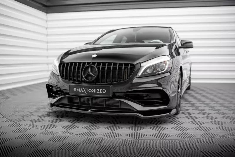 Maxton Design Frontlippe für Mercedes A AMG-Line W176 Facelift Hochglanz schwarz – Ansicht 1