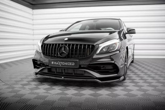 Maxton Design Frontlippe für Mercedes A AMG-Line W176 Facelift Hochglanz schwarz – Ansicht 1