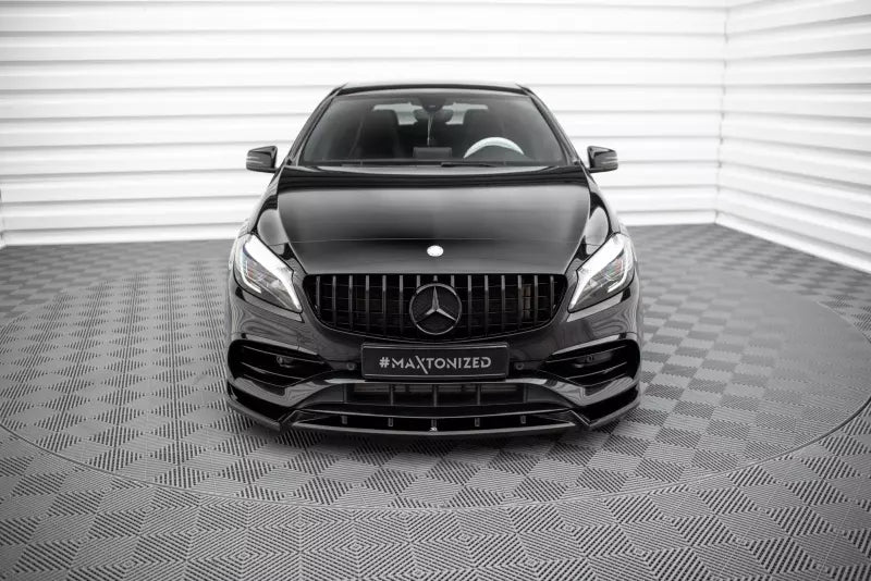 Maxton Design Frontlippe V.2 für Mercedes A AMG-Line W176 Facelift Hochglanz schwarz – Ansicht 2