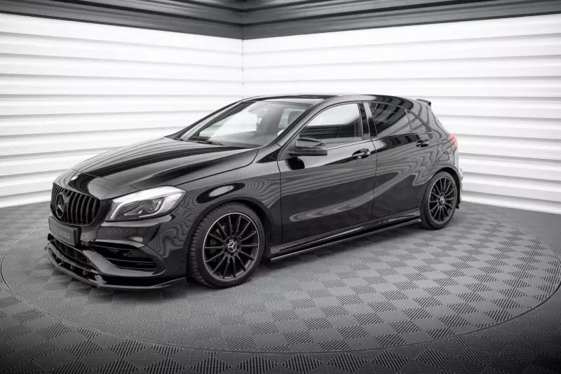 Maxton Design Seitenschweller (Paar) für Mercedes A AMG-Line W176 Facelif Hochglanz schwarz – Ansicht 2
