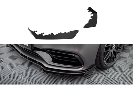 Maxton Design Street Pro Frontlippen Flaps für Mercedes C63 Limousine / Kombi W205 Facelift Hochglanz schwarz – Ansicht 1
