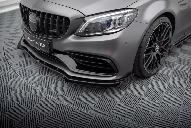 Maxton Design Street Pro Frontlippen Flaps für Mercedes C63 Limousine / Kombi W205 Facelift Hochglanz schwarz – Ansicht 2