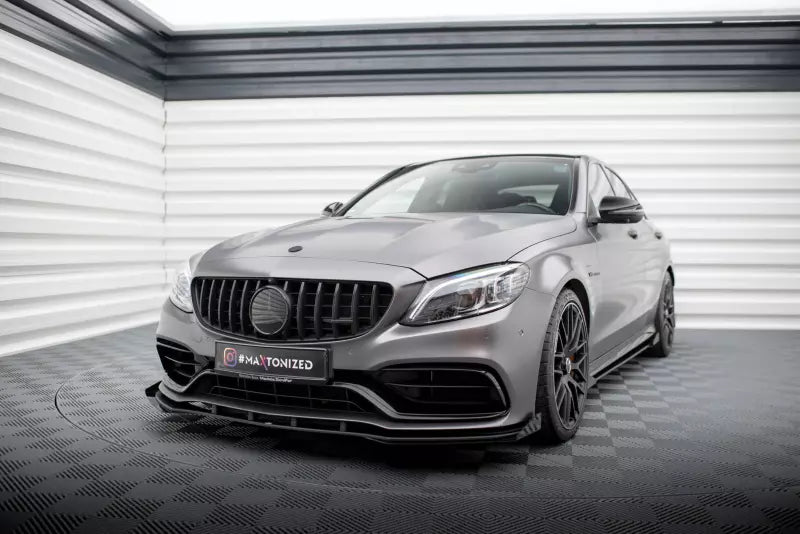Maxton Design Street Pro Frontlippen Flaps für Mercedes C63 Limousine / Kombi W205 Facelift Hochglanz schwarz – Ansicht 3