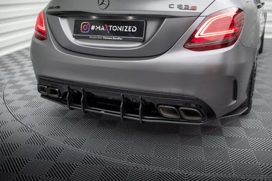 Maxton Design Street Pro Heckdiffusor für Mercedes C63 Limousine / Kombi W205 Facelift Schwarz – Ansicht 1