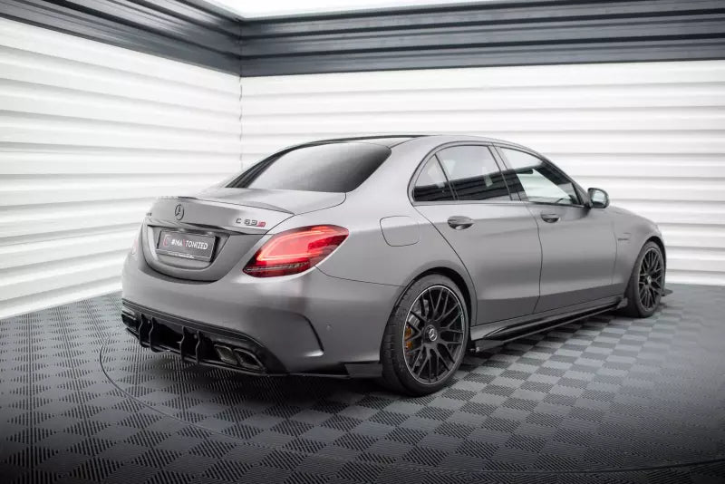 Maxton Design Street Pro Heckdiffusor-Flaps für Mercedes C63 Limousine / Kombi W205 Facelift Hochglanz schwarz – Ansicht 2
