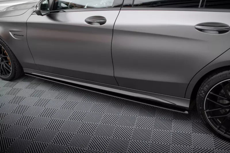 Maxton Design Street Pro Seitenschweller (Paar) für Mercedes C63 Limousine / Kombi W205 Facelift schwarz matt – Ansicht 2