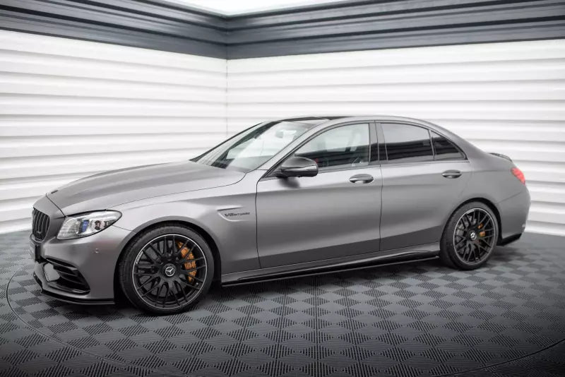 Maxton Design Street Pro Seitenschweller (Paar) für Mercedes C63 Limousine / Kombi W205 Facelift schwarz matt – Ansicht 3