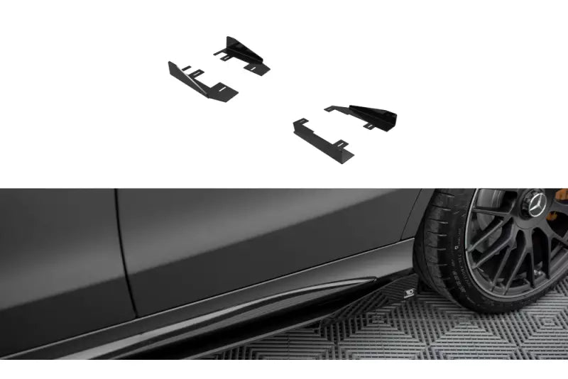 Maxton Design Street Pro Seitenschweller-Flaps für Mercedes C63 Limousine / Kombi W205 Facelift Hochglanz schwarz – Ansicht 1