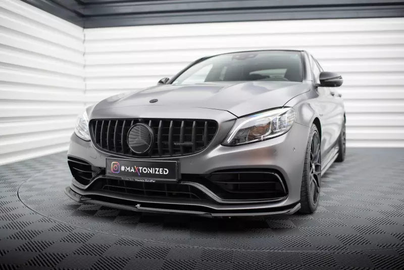 Maxton Design Frontlippe für Mercedes C63 Limousine / Kombi W205 Facelift Hochglanz schwarz – Ansicht 1